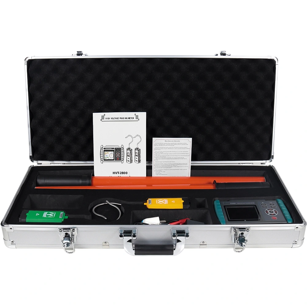 HVT-2800 supplied in an aluminium case with both detectors, two telescopic insulating rods, charger and manual